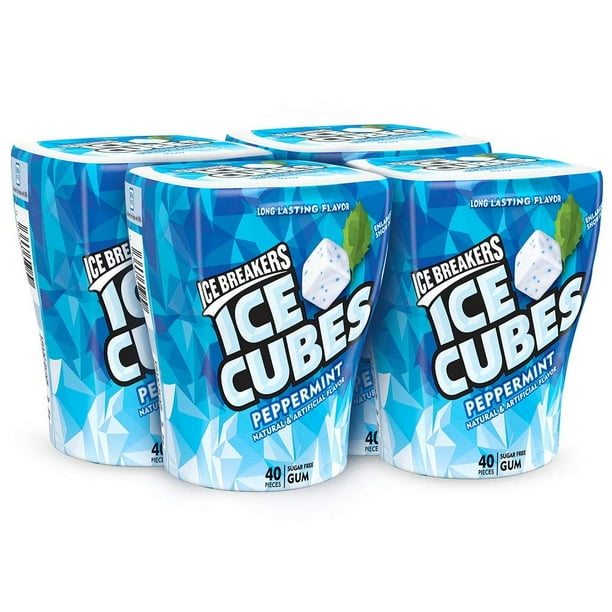 Ice Breakers Ice Cubes Gum, Peppermint, Sugar Free with Xylitol, 40