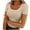 Khaki, variant on Womens Ribbed Tops Short Sleeve V Neck T-Shirts Casual Fitted Comfy Stretch Summer Dailywear Tops