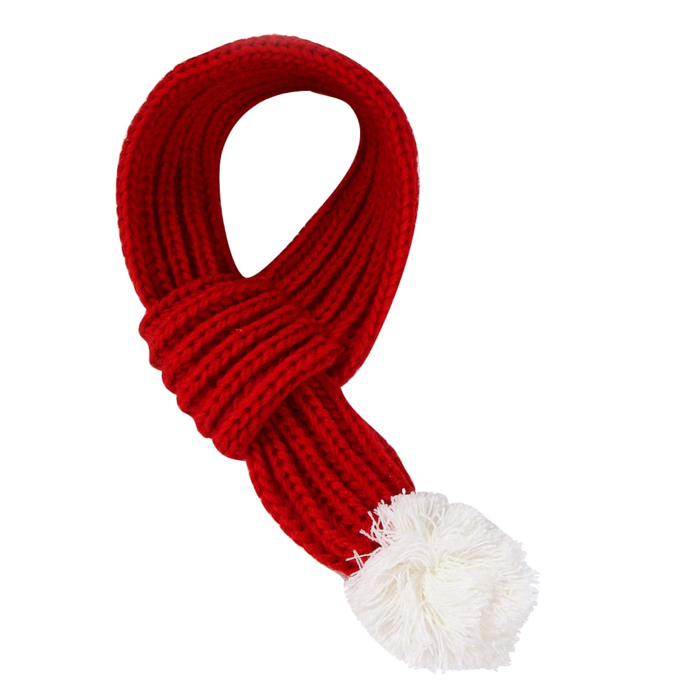 FONDOTIN Knitted Red Pet Dog Scarf Christmas Design for Warmth and Fashionable Wear