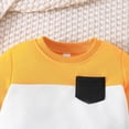 thumbnail image 6 of Toddler Baby Boy Clothes Fall Winter Outfit Toddler Boys Outfits Long Sleeve Patchwork Color Pocket Tops Solid Color Pants Two Piece Casual Sports Set Kids Clothing Sets for Boys Kaprioy Boys Clothes, 6 of 7