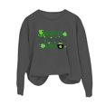 thumbnail image 4 of Fadeal Chandail en Molleton pour Femmes St Patricks Printemps Col Rond Imprimé Lettre St. Day Ample Décontracté Chandail à Capuchon St Patricks Day Chemise Femmes Gris Foncé TG, 4 of 4