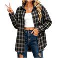 thumbnail image 5 of Tsivenald Womens Plaid Flannel Shirts Casual Roll up Long Sleeve Boyfriend Button Down Checkered Shirt, 5 of 7
