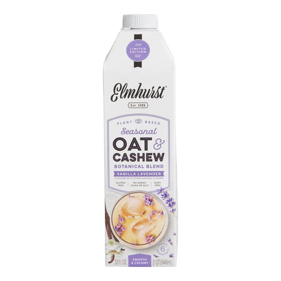 Elmhurst Vanilla Lavender Oat and Cashew Creamer 32 oz. Pack of 2