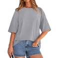 thumbnail image 2 of Oversized Tshirts for Women Summer Casual Short Sleeve Crew Neck Loose Fit Basic Tee Tops, #01 Gray, S, 2 of 6
