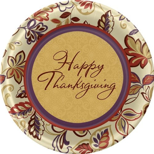 Thanksgiving Plates Thankful Grateful 7-inch Plate in Cream with Gold Foil