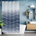 thumbnail image 6 of No Hook Navy Blue Ombre Shower Curtain with Snap in Liner Set, Modern Abstract Striped Polka Dots Waterproof Fabric Bathroom Curtains with See Through Top Window, Hotel Style Small 36 x 78 Inch, 6 of 9