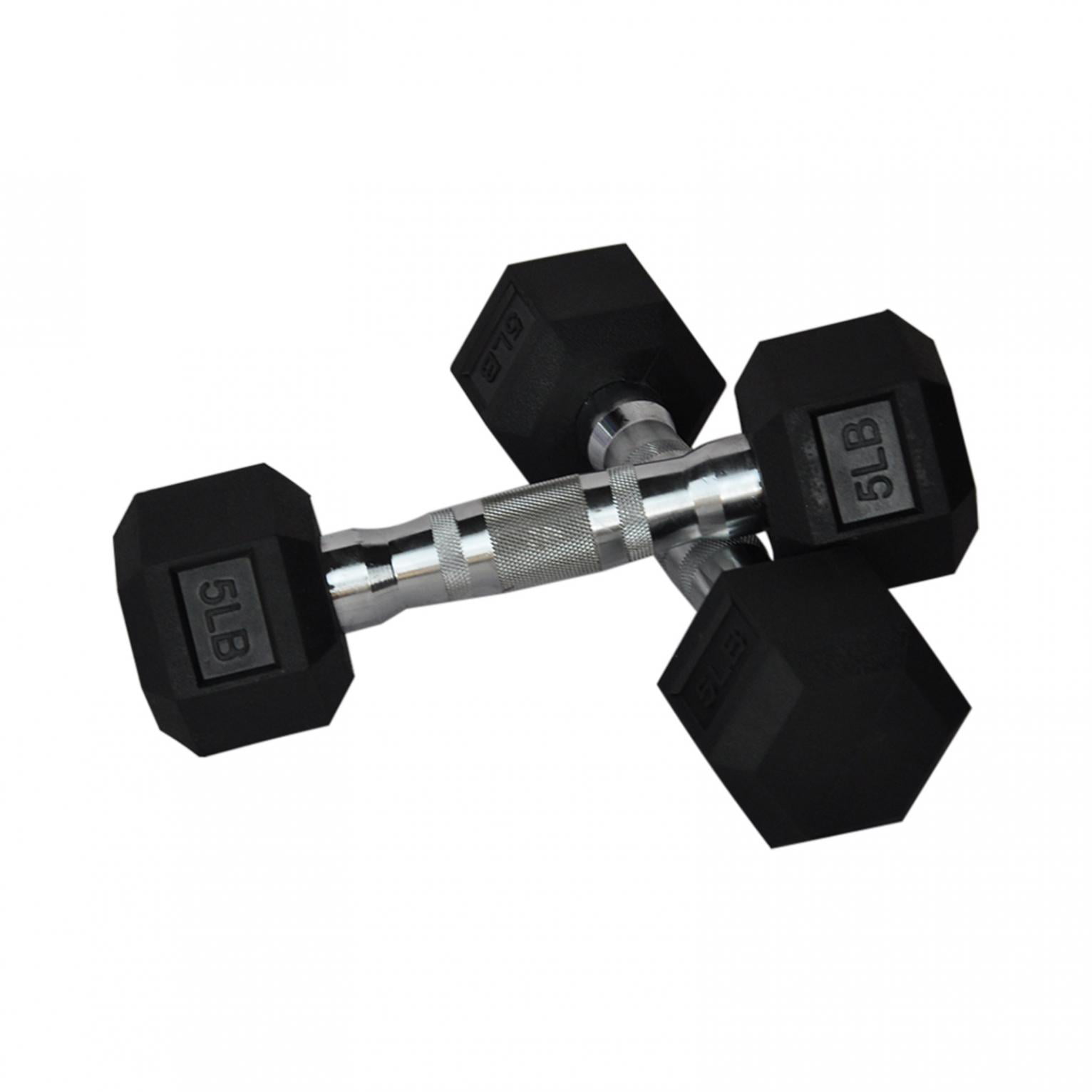 5lb, 10lb, 20 Lb, 30lb, 50lb Barbell Set of 2 Hex Rubber Dumbbell with Metal Handles Pair of 2 Heavy Dumbbells Choose Weight Cap Gym/Home Barbell Plates Body Workout
