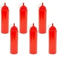 thumbnail image 3 of 6-Pack 240ML Plastic Condiment Squeeze Bottles Ketchup Mustard with Caps, Red, 3 of 4