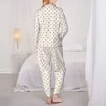 thumbnail image 3 of KLL Minimalist Crosshatch Dots Print Women's Long Sleeve Pajamas with Pants Sleepwear Loungewear 2 Set-Small, 3 of 8