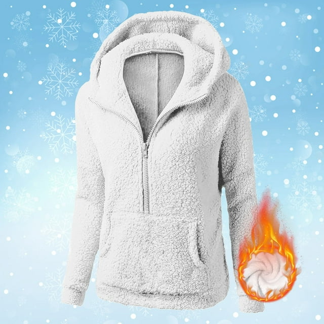 Womens Zip Up Hoodies Lightweight Fleece Lined Fall Winter Coats Comfy Warm Plus Size Jackets With Pockets