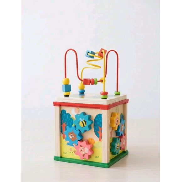 Cubo de actividades de madera, Forget Magique, 24 piezas