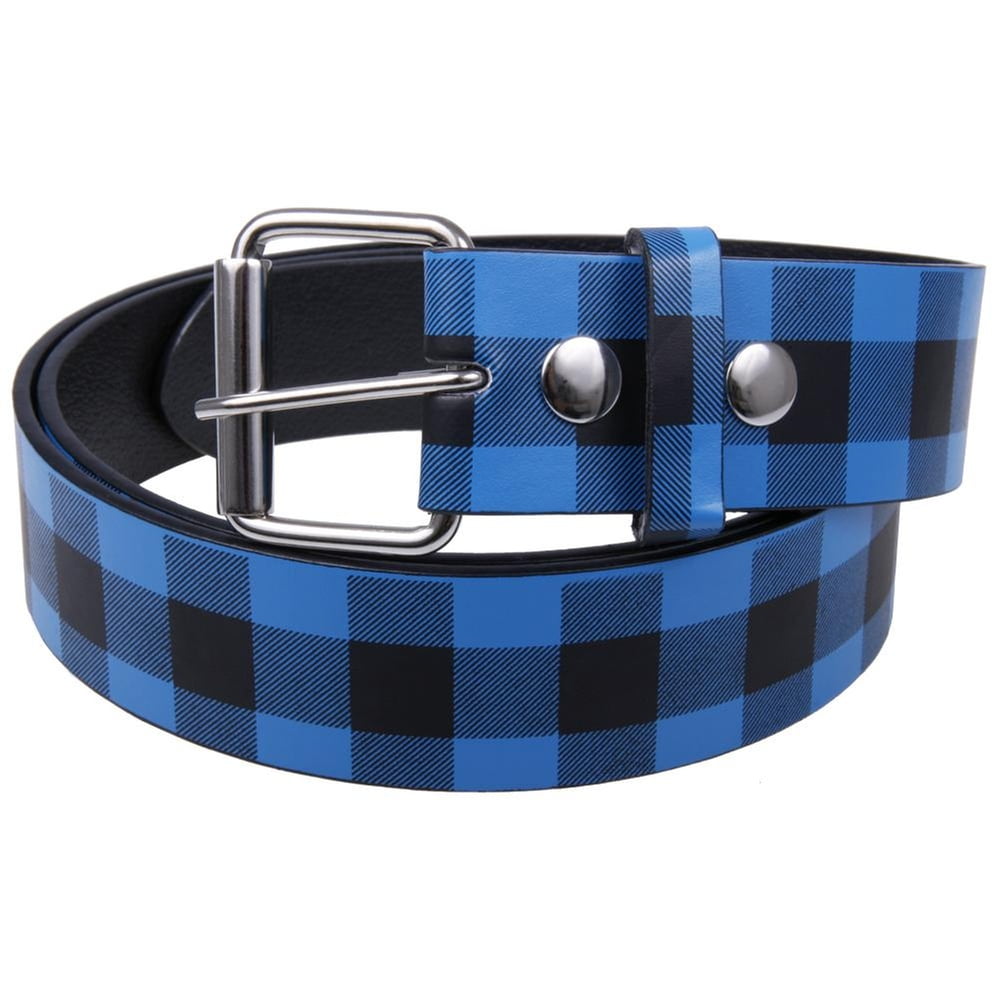 Blue Plaid Leather Belt - Walmart.com