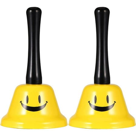 Call Bell, Hand Bell Service Bell Dinner Desk Bell for The Porter Kitchen Restaurant Bar Hotel Schools (2 Pack, Yellow)