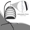 thumbnail image 6 of Foldable Swing Egg Chair with Stand Indoor Outdoor Wicker Rattan Patio Basket Hanging Foldable with Cushion Pillow and C Type Bracket for Kids Adult,350lbs Capaticy Black, 6 of 7