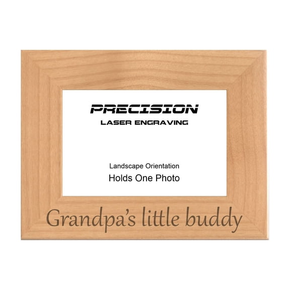 PrecisionNC Grandpa Gifts Grandpa's little buddy Grandchild Engraved Natural Wood Picture Frame 4x6 Landscape