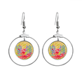 thumbnail image 1 of China Ancient Empress Phoenix Pattern Earrings Dangle Hoop Jewelry Drop Circle, 1 of 3