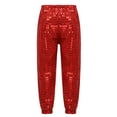 thumbnail image 2 of Alvivi Kids Girls Shiny Sequins Harem Pants Hip Hop Trousers Street Dance Wear Performance Costumes Red 5-6, 2 of 6