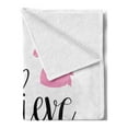 thumbnail image 2 of Saying Soft Flannel Fleece Blanket, Calligraphic I Beleive in Miracles Lettering and a Unicorn Silhouette, Cozy Plush for Indoor and Outdoor Use, 70" x 90", Pink Charcoal Grey White, by Ambesonne, 2 of 5