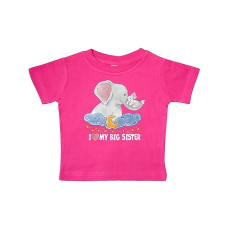 

Inktastic I Love My Big Sister Cute Elephants with Moon and Stars Gift Baby Boy or Baby Girl T-Shirt