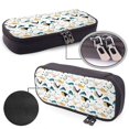 thumbnail image 4 of Picia Cute Whale Pattern Large Capacity PU Leather Pencil Case Organizer Pen Marker Holder Double Zipper Storage Bag Big Pencil Pouch for College Office, 4 of 6