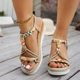thumbnail image 2 of Rokment Womens Ethnic Boho Platform Dress Sandals 2026 Summer Beach Vacation Braided Memory Foam Wedge High Heels Gladiaator Slingback Sandals Orange Size 8, 2 of 6