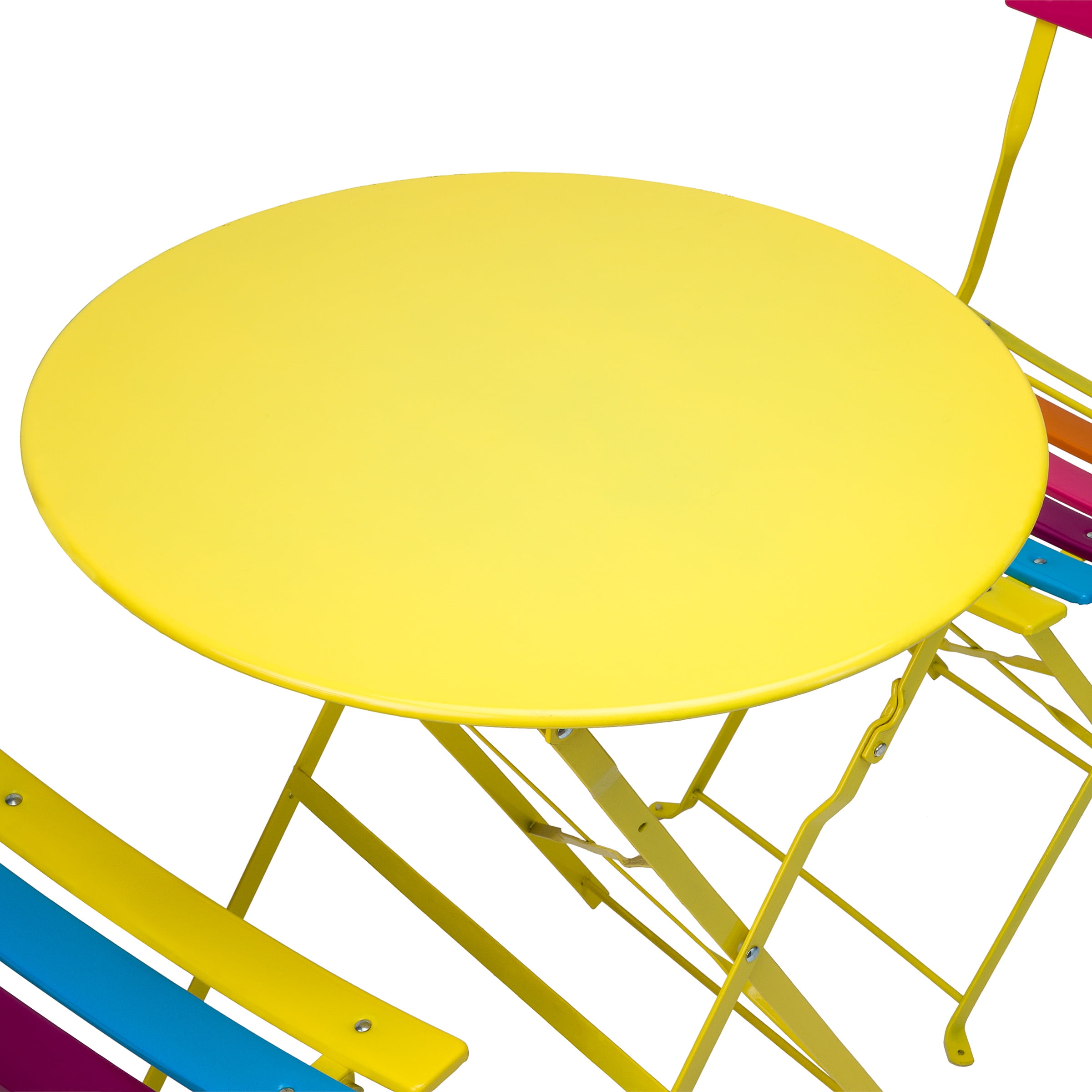 Alpine Corporation Rainbow Outdoor Patio Bistro Set Metal 3 Piece Yellow Orange Walmart