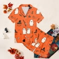 thumbnail image 5 of TOWED22 Kids Halloween Pajamas Sets Baby Boy Girl Button-Down Silk Sleepwear 2 Piece Short Sleeve Loungewear Clothes Set for 2-13 Years Teens(Orange,10-11 Y), 5 of 5