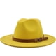 thumbnail image 5 of Sombrero sencillo con cinturón de gamuza y lana, estilo jazz, para otoño e invierno, para mujer, 5 of 6