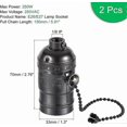 thumbnail image 2 of Black E26/E27 Lamp Sockets with 1/8 IP Thread and Pull Chain Switch, Pack of 2, 2 of 5