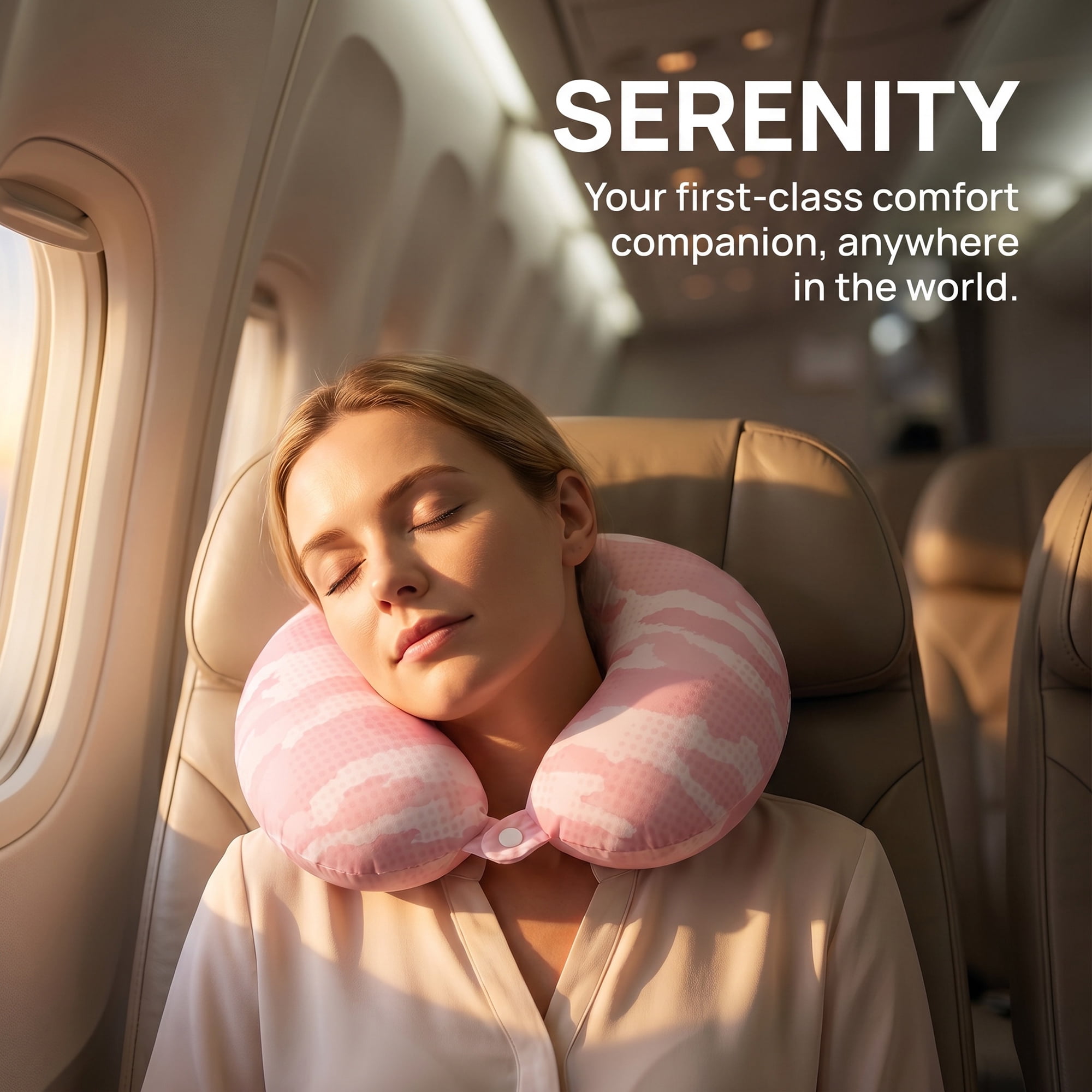 Unique Bargains Memory Foam Travel U Shape Neck Pillow with Buckle Pink 12"x12"x4"