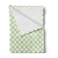 thumbnail image 2 of Geometric Soft Flannel Fleece Throw Blanket, Retro Big Squares Checked Pattern in Soft Colors Monochrome Tile Print, Cozy Plush for Indoor and Outdoor Use, 60" x 80", Lime Green White, by Ambesonne, 2 of 5