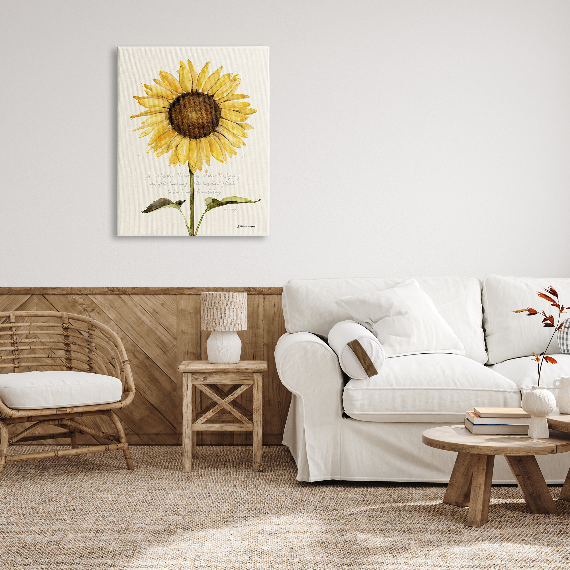 Stupell Industries Wind Has Blown Quoted Script Warm Sunflower Floral, 30 x 40, Design by Stephanie Workman Marrott