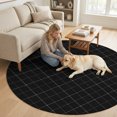 thumbnail image 2 of Small Round Rug 3Ft, Black Plaid Grid Non-Slip Washable Circle Rugs Carpet, Modern Abstract Dark Checkered Indoor Outdoor Rug Floor Mats Throw Runner for Bedroom Living Room Bathroom, 2 of 8