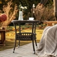 thumbnail image 5 of Patio Novagarden Outdoor Classic Simple Assembly PE Rattan and Tempered Glass Round End Table, Brown, 5 of 7