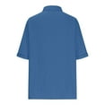 thumbnail image 4 of Blouses for Women Dressy Casual Eyelet Tops Cuffed Short Sleeve Button Down Collared Shirts Loose Solid Color Comfy Lapel Basic T-Shirts with Pockets, 4 of 4