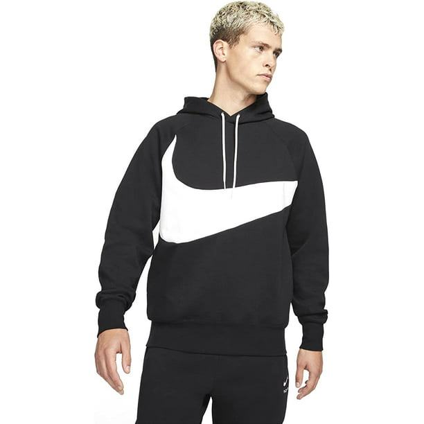 Men's Nike Black/White Sportswear Swoosh Fleece Pullover - XL -
