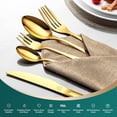 thumbnail image 5 of vancasso 30 Piece Silverware Sets , Stainless Steel Knife and Fork for 5，Gold Round handle, 5 of 9