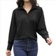 thumbnail image 2 of Blusa Elegante de Larga para Mujer, Estilo Informal, con Cuello Abotonado y Plisada Al Frente. Negro XL, 2 of 8