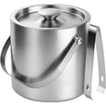 thumbnail image 1 of Cubeta para hielo acero inoxidable 3 L aislada doble pared con tapa y pinzas Cubeta para hielo vino champán cócteles bar en casa, 1 of 7