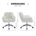 thumbnail image 7 of Cute Fluffy Desk Chair for Girls Women, Soft Faux Fur Home Office Chair, Height Adjustable Accent Armchair with Silver Base, 360° Swivel Makeup Vanity Chair for Living Room Bedroom, White, 7 of 7