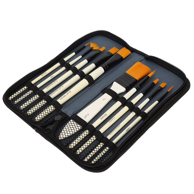 Juego de brochas de nailon, bolsa de almacenamiento para fregar, herramienta de pintura acrílica Gouache de acuarela, 10 Uds.
