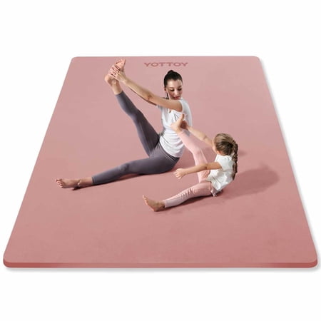 YOTTOY Large Yoga Mat (75 * 52 * 1/3inch),Extra Wide TPE Exercise Mat,Non-Slip Workout Mat for Pilates, Fitness, Barefoot, Home Gym Studio with Strap and Towel
