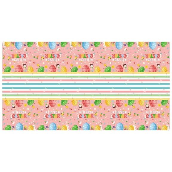 Sktrjpolfis Disposable Easter Tablecloth, 54x108In Plastic Table Cover for Outdoor Picnic Easter Party Decoration