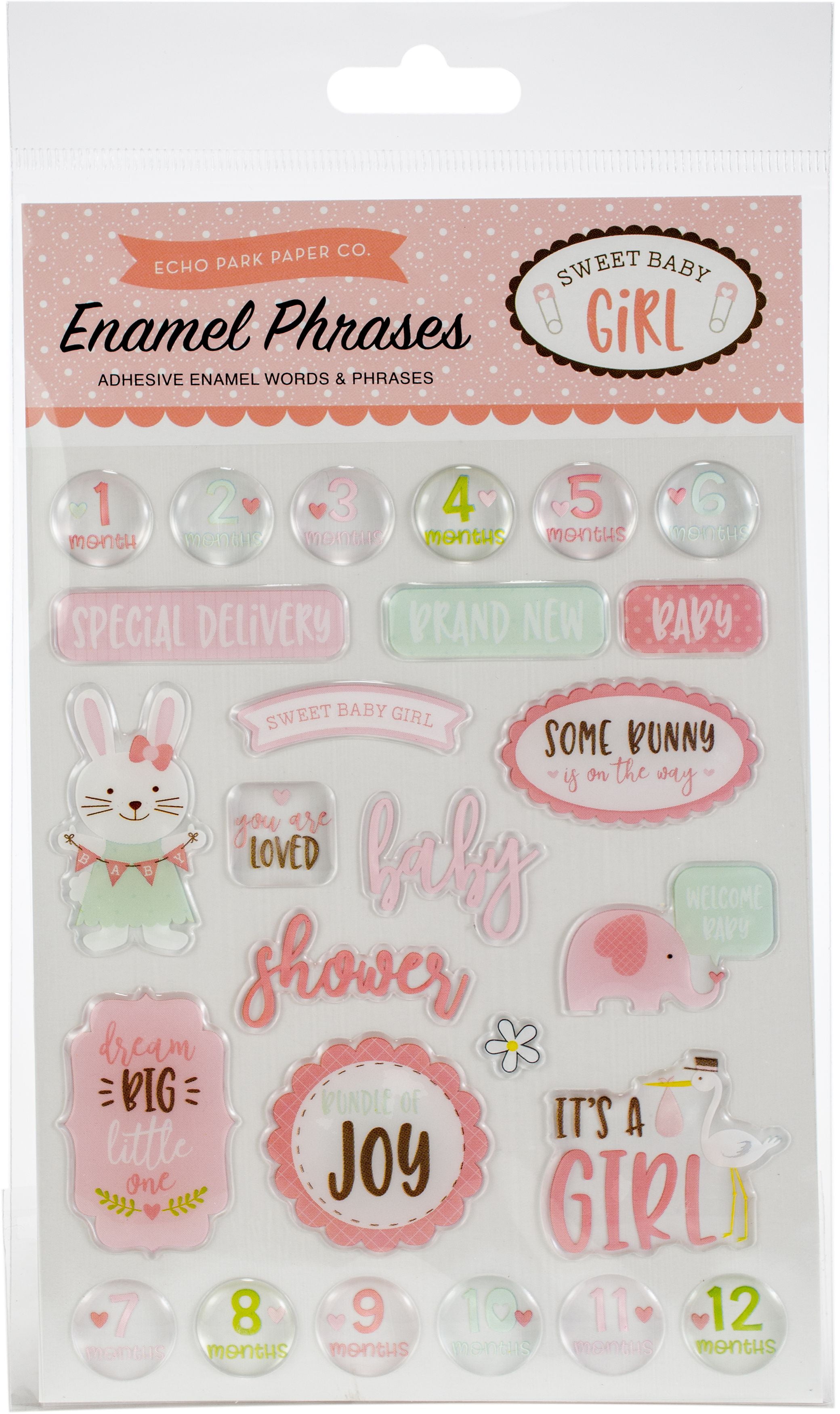 Sweet Baby Girl Adhesive Enamel Words & Phrases