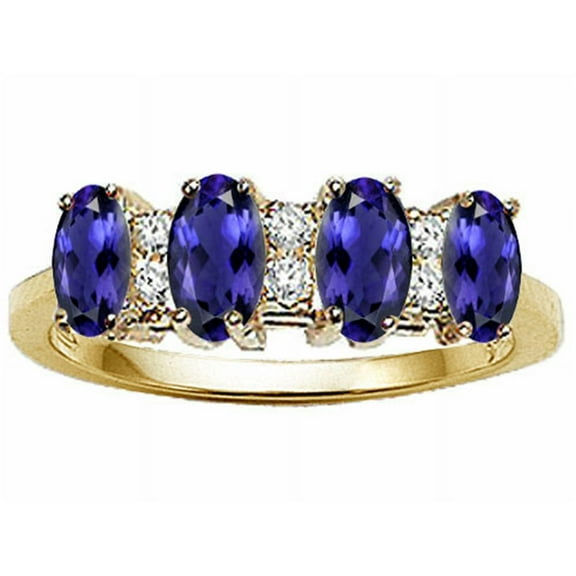 Tommaso Design� Oval 5x3mm Genuine 4 Stone Iolite Ring