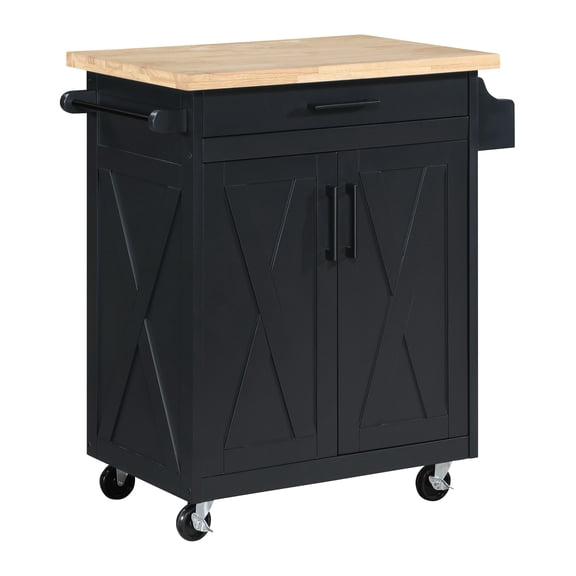 Bolten Kitchen Cart in Engineered Wood Black Finish