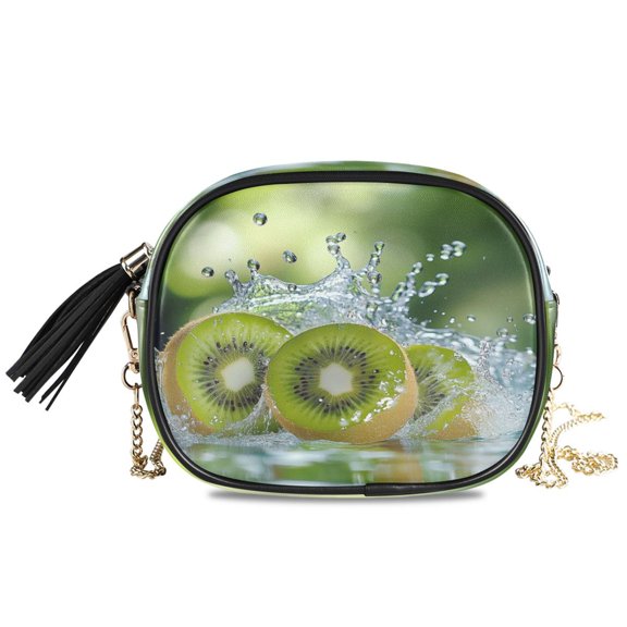 Womens Casual Chain Shoulder Bag Simple style Kiwi Fall Into Water Crossbody Bag