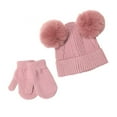 thumbnail image 4 of GYRATEDREAM Baby Beanie Hat & Mittens Set Double Pom Pom Toddler Beanies Knit Infant Winter Hat Caps for Boys Girls 2-6 Years, 4 of 10