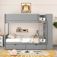 thumbnail image 3 of Harper & Bright Designs Full Over Full Bunk Bed, Wood Full Size Bunk Bed Frame with 2 Drawers and Multi-Layer Cabinet for Kids Teens Adults, Gray, 3 of 14