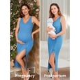 thumbnail image 3 of Vestido de maternidad V FOR CITY sin mangas de punto Bodycon Azul, 3 of 6
